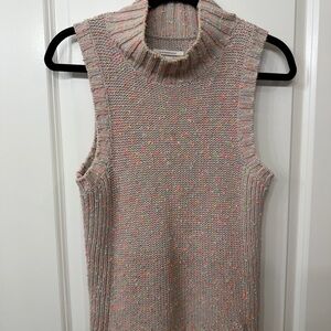 Anthropologie Speckled Sleeveless High Neck Sweater Tan/ Multicolor
